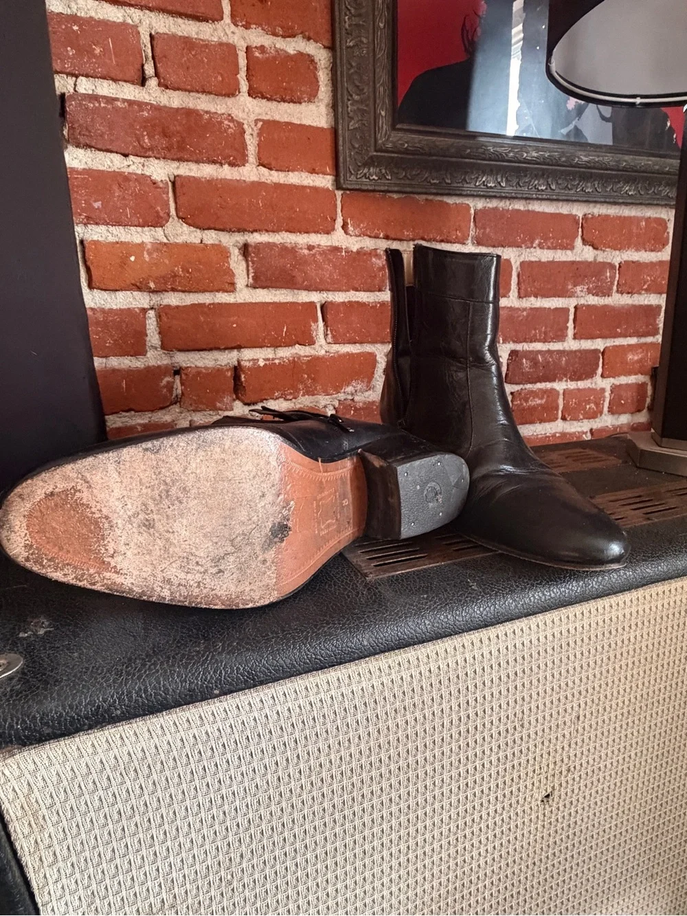 Club Cubano Black Leather Cuban Heel Boots - Men’s Chelsea Zip Boot size 8